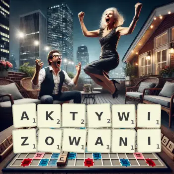 Kreatywna ilustracja do gry w Scrabble ze słowem AKTYWIZOWANI ułożonym z płytek na planszy.