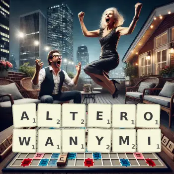 Kreatywna ilustracja do gry w Scrabble ze słowem ALTEROWANYMI ułożonym z płytek na planszy.