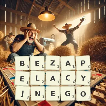 Kreatywna ilustracja do gry w Scrabble ze słowem BEZAPELACYJNEGO ułożonym z płytek na planszy.