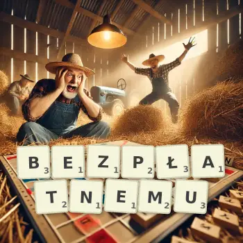 Kreatywna ilustracja do gry w Scrabble ze słowem BEZPŁATNEMU ułożonym z płytek na planszy.