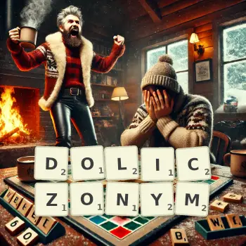 Kreatywna ilustracja do gry w Scrabble ze słowem DOLICZONYM ułożonym z płytek na planszy.