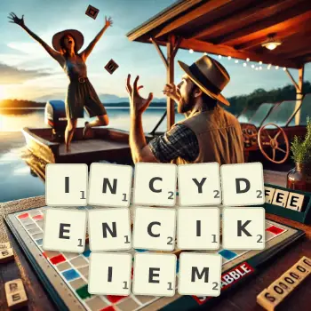 Kreatywna ilustracja do gry w Scrabble ze słowem INCYDENCIKIEM ułożonym z płytek na planszy.