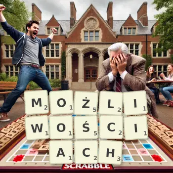 Kreatywna ilustracja do gry w Scrabble ze słowem MOŻLIWOŚCIACH ułożonym z płytek na planszy.