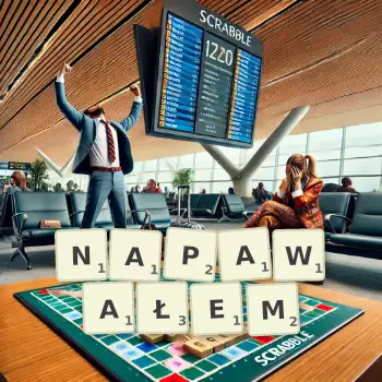 Kreatywna ilustracja do gry w Scrabble ze słowem NAPAWAŁEM ułożonym z płytek na planszy.