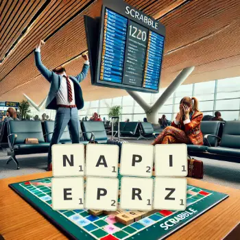 Kreatywna ilustracja do gry w Scrabble ze słowem NAPIEPRZ ułożonym z płytek na planszy.