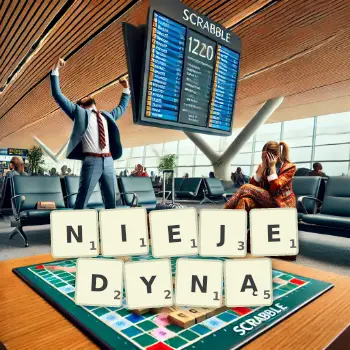 Kreatywna ilustracja do gry w Scrabble ze słowem NIEJEDYNĄ ułożonym z płytek na planszy.