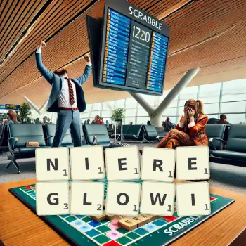 Kreatywna ilustracja do gry w Scrabble ze słowem NIEREGLOWI ułożonym z płytek na planszy.