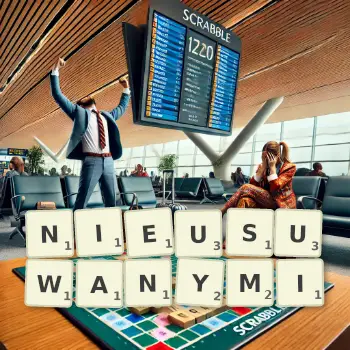 Kreatywna ilustracja do gry w Scrabble ze słowem NIEUSUWANYMI ułożonym z płytek na planszy.