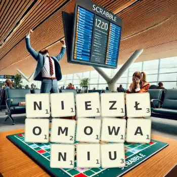 Kreatywna ilustracja do gry w Scrabble ze słowem NIEZŁOMOWANIU ułożonym z płytek na planszy.