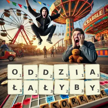 Kreatywna ilustracja do gry w Scrabble ze słowem ODDZIAŁAŁYBY ułożonym z płytek na planszy.