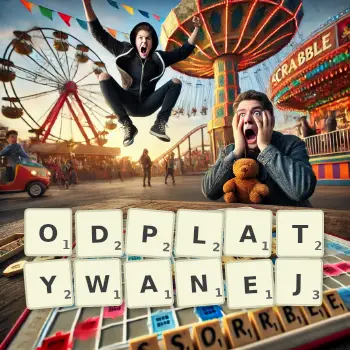 Kreatywna ilustracja do gry w Scrabble ze słowem ODPLATYWANEJ ułożonym z płytek na planszy.