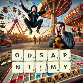 Kreatywna ilustracja do gry w Scrabble ze słowem ODSAPNIJMY ułożonym z płytek na planszy.