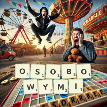 Kreatywna ilustracja do gry w Scrabble ze słowem OSOBOWYMI ułożonym z płytek na planszy.