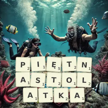 Kreatywna ilustracja do gry w Scrabble ze słowem PIĘTNASTOLATKA ułożonym z płytek na planszy.