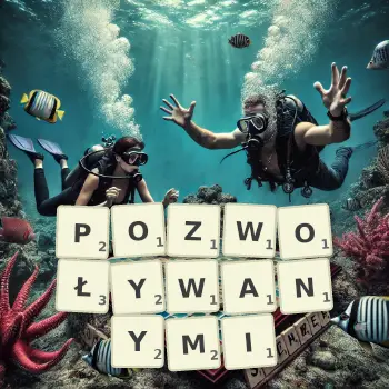 Kreatywna ilustracja do gry w Scrabble ze słowem POZWOŁYWANYMI ułożonym z płytek na planszy.