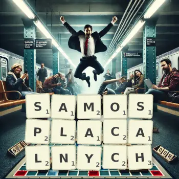 Kreatywna ilustracja do gry w Scrabble ze słowem SAMOSPLACALNYCH ułożonym z płytek na planszy.