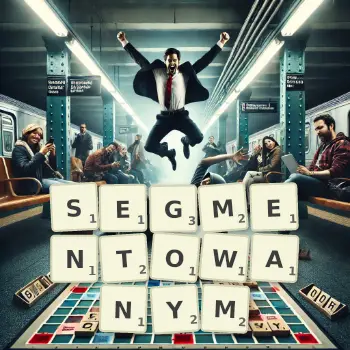 Kreatywna ilustracja do gry w Scrabble ze słowem SEGMENTOWANYM ułożonym z płytek na planszy.