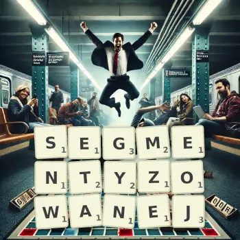 Kreatywna ilustracja do gry w Scrabble ze słowem SEGMENTYZOWANEJ ułożonym z płytek na planszy.