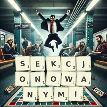 Kreatywna ilustracja do gry w Scrabble ze słowem SEKCJONOWANYMI ułożonym z płytek na planszy.