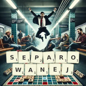 Kreatywna ilustracja do gry w Scrabble ze słowem SEPAROWANEJ ułożonym z płytek na planszy.