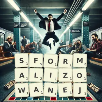 Kreatywna ilustracja do gry w Scrabble ze słowem SFORMALIZOWANEJ ułożonym z płytek na planszy.