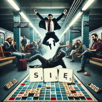 Kreatywna ilustracja do gry w Scrabble ze słowem SIĘ ułożonym z płytek na planszy.