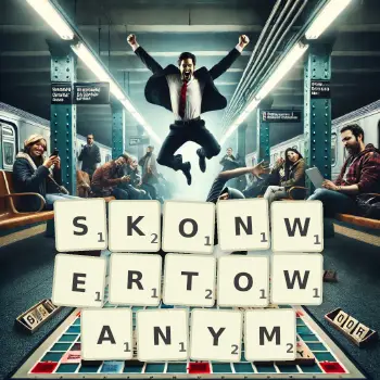 Kreatywna ilustracja do gry w Scrabble ze słowem SKONWERTOWANYM ułożonym z płytek na planszy.