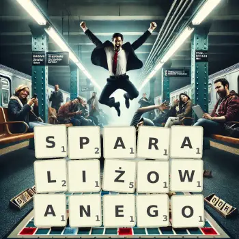 Kreatywna ilustracja do gry w Scrabble ze słowem SPARALIŻOWANEGO ułożonym z płytek na planszy.