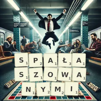 Kreatywna ilustracja do gry w Scrabble ze słowem SPAŁASZOWANYMI ułożonym z płytek na planszy.