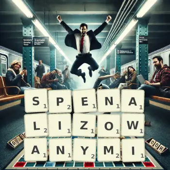 Kreatywna ilustracja do gry w Scrabble ze słowem SPENALIZOWANYMI ułożonym z płytek na planszy.