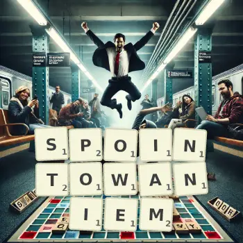 Kreatywna ilustracja do gry w Scrabble ze słowem SPOINTOWANIEM ułożonym z płytek na planszy.