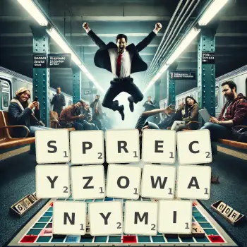 Kreatywna ilustracja do gry w Scrabble ze słowem SPRECYZOWANYMI ułożonym z płytek na planszy.