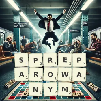 Kreatywna ilustracja do gry w Scrabble ze słowem SPREPAROWANYM ułożonym z płytek na planszy.