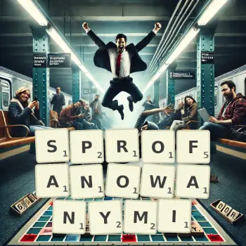 Kreatywna ilustracja do gry w Scrabble ze słowem SPROFANOWANYMI ułożonym z płytek na planszy.