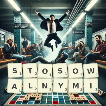 Kreatywna ilustracja do gry w Scrabble ze słowem STOSOWALNYMI ułożonym z płytek na planszy.