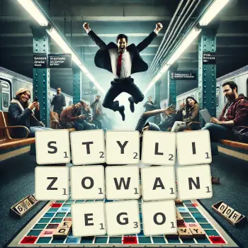 Kreatywna ilustracja do gry w Scrabble ze słowem STYLIZOWANEGO ułożonym z płytek na planszy.