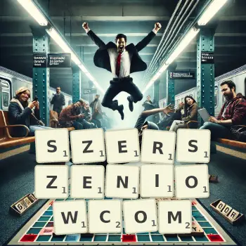 Kreatywna ilustracja do gry w Scrabble ze słowem SZERSZENIOWCOM ułożonym z płytek na planszy.