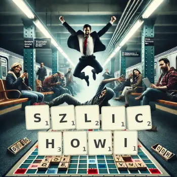 Kreatywna ilustracja do gry w Scrabble ze słowem SZLICHOWI ułożonym z płytek na planszy.