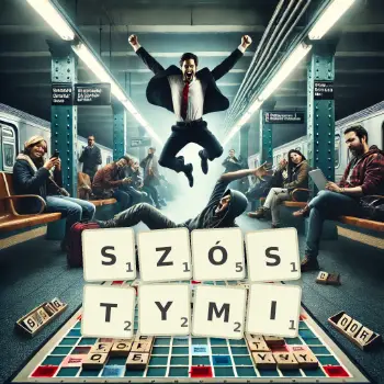 Kreatywna ilustracja do gry w Scrabble ze słowem SZÓSTYMI ułożonym z płytek na planszy.