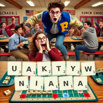 Kreatywna ilustracja do gry w Scrabble ze słowem UAKTYWNIANA ułożonym z płytek na planszy.