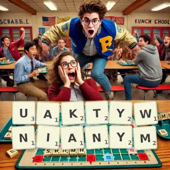 Kreatywna ilustracja do gry w Scrabble ze słowem UAKTYWNIANYM ułożonym z płytek na planszy.