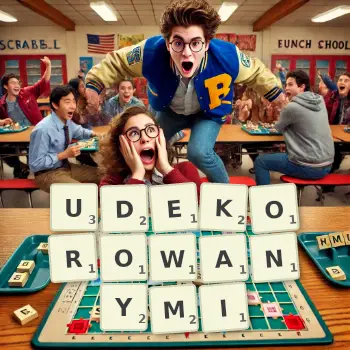 Kreatywna ilustracja do gry w Scrabble ze słowem UDEKOROWANYMI ułożonym z płytek na planszy.