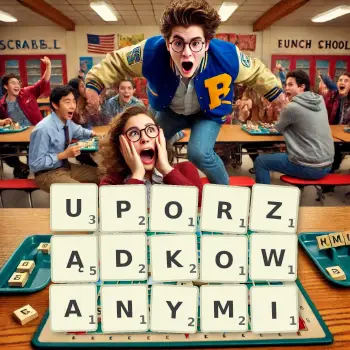 Kreatywna ilustracja do gry w Scrabble ze słowem UPORZĄDKOWANYMI ułożonym z płytek na planszy.