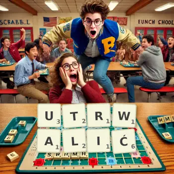 Kreatywna ilustracja do gry w Scrabble ze słowem UTRWALIĆ ułożonym z płytek na planszy.