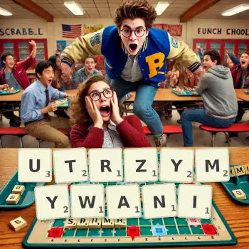 Kreatywna ilustracja do gry w Scrabble ze słowem UTRZYMYWANI ułożonym z płytek na planszy.