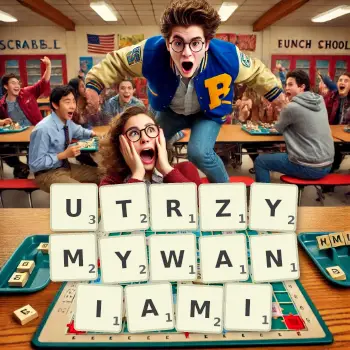 Kreatywna ilustracja do gry w Scrabble ze słowem UTRZYMYWANIAMI ułożonym z płytek na planszy.