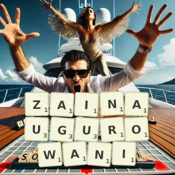 Kreatywna ilustracja do gry w Scrabble ze słowem ZAINAUGUROWANI ułożonym z płytek na planszy.